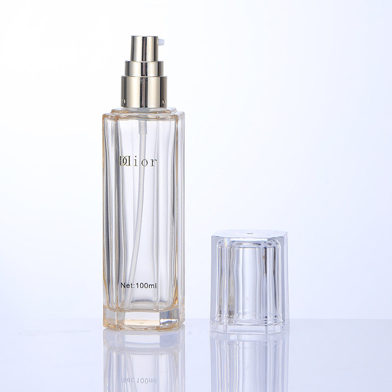 Ready-to-ship skincare glass bottle packaging: 40ml thick-bottomed essential oil bottles, pump lotion and serum dispensing bottles, and 30ml cream jars