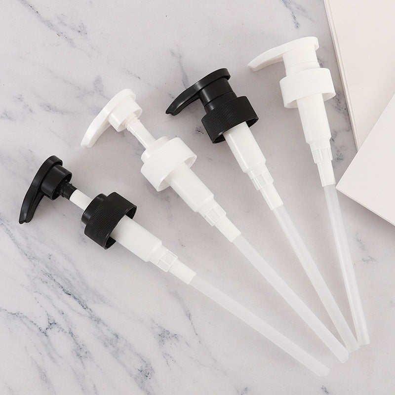 28 teeth black glossy lotion pump head 32 teeth threaded press pump head shampoo shower gel care pump head
