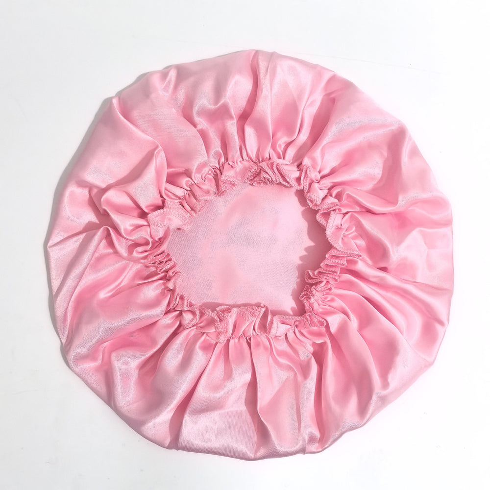 Amazon hot-selling single-layer satin hair bonnet - women's sleep cap, stylish lace trim, solid color beauty & hair care cap