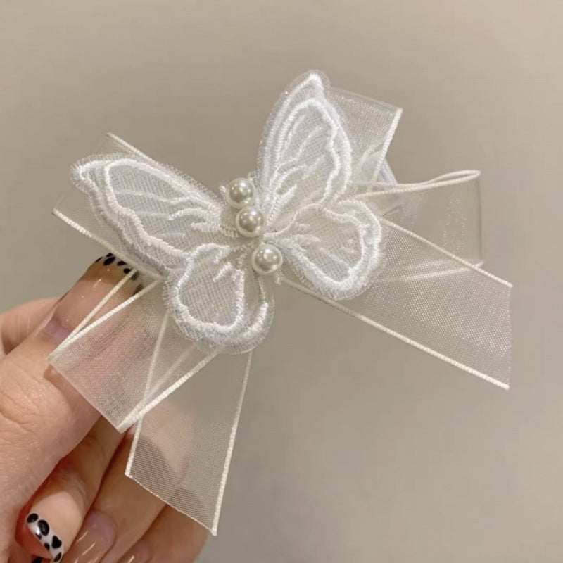 Gentle fairy butterfly pearl hair clip women's side classy bow duckbill clip hair clip headwear hair accessories