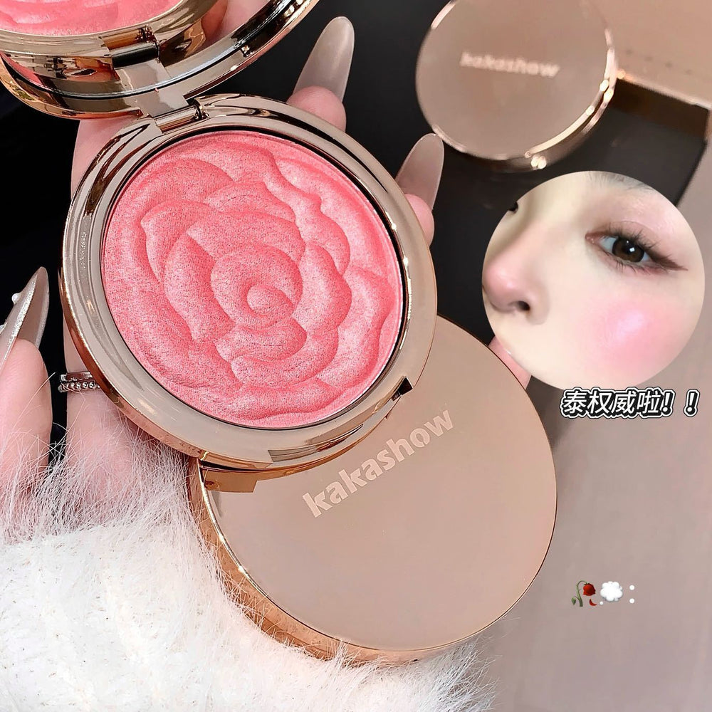 Kakashow embossed rose blush - vibrant, shimmering, nude makeup palette for highlighting and contouring