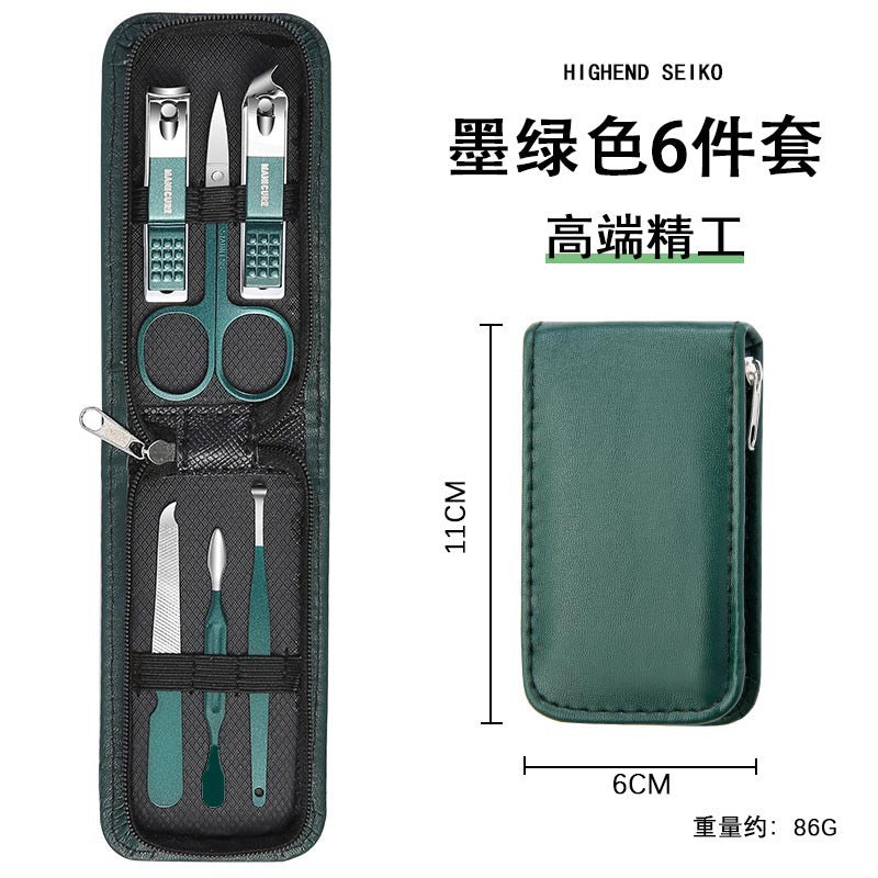 Stainless steel nail clipper set - 6 piece manicure & pedicure tool kit with ear picks - wholesale