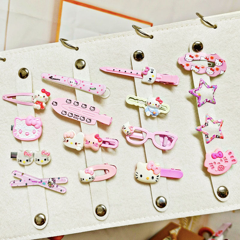Cute kt pink hair clip set collection - girly bang clips, cartoon hair accessories, exquisite ins style hair decorations