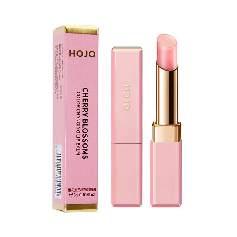 Hojo sakura color changing plumping lip balm for women, autumn and winter moisturizing, non-fading, non-stick cup, warm color changing lipstick