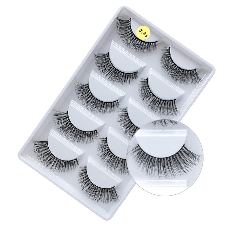 Export fashion fake eyelashes nature slim 5 pairs pack imitation mink hair whole cluster artificial stage eyelashes one piece