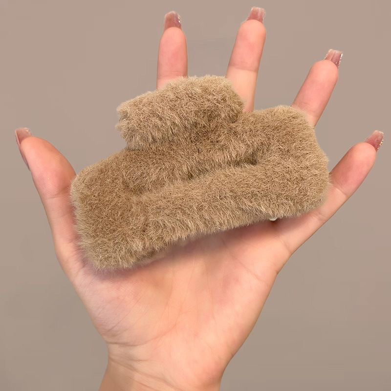 10cm square plush gripper square hair clip 2025 new style back of head shark clip headwear hairpin
