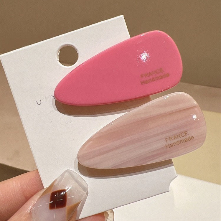 New arrival acetic acid girly pink hair clip side clip casualelegant style cute white bangs clip hair clip duckbill clip