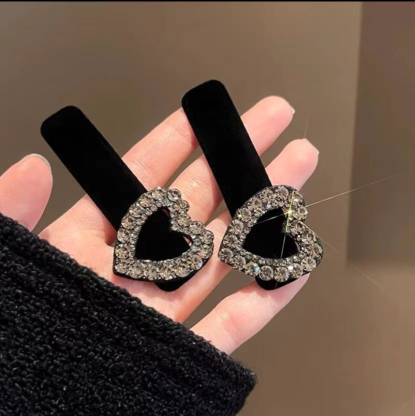 Rhinestone flocking hairpin for women, back of head broken hair bb clip, forehead side bangs clip, classy hairpin headwear autumn