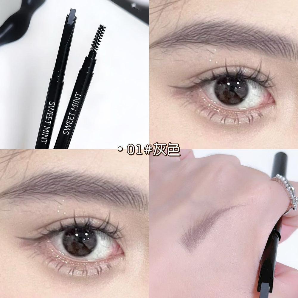 Sweet mint ultra-fine dual-ended eyebrow pencil - waterproof, sweat-proof, long-lasting, smudge-proof, creates defined brows, perfect for beginners achieving natural, defined brows