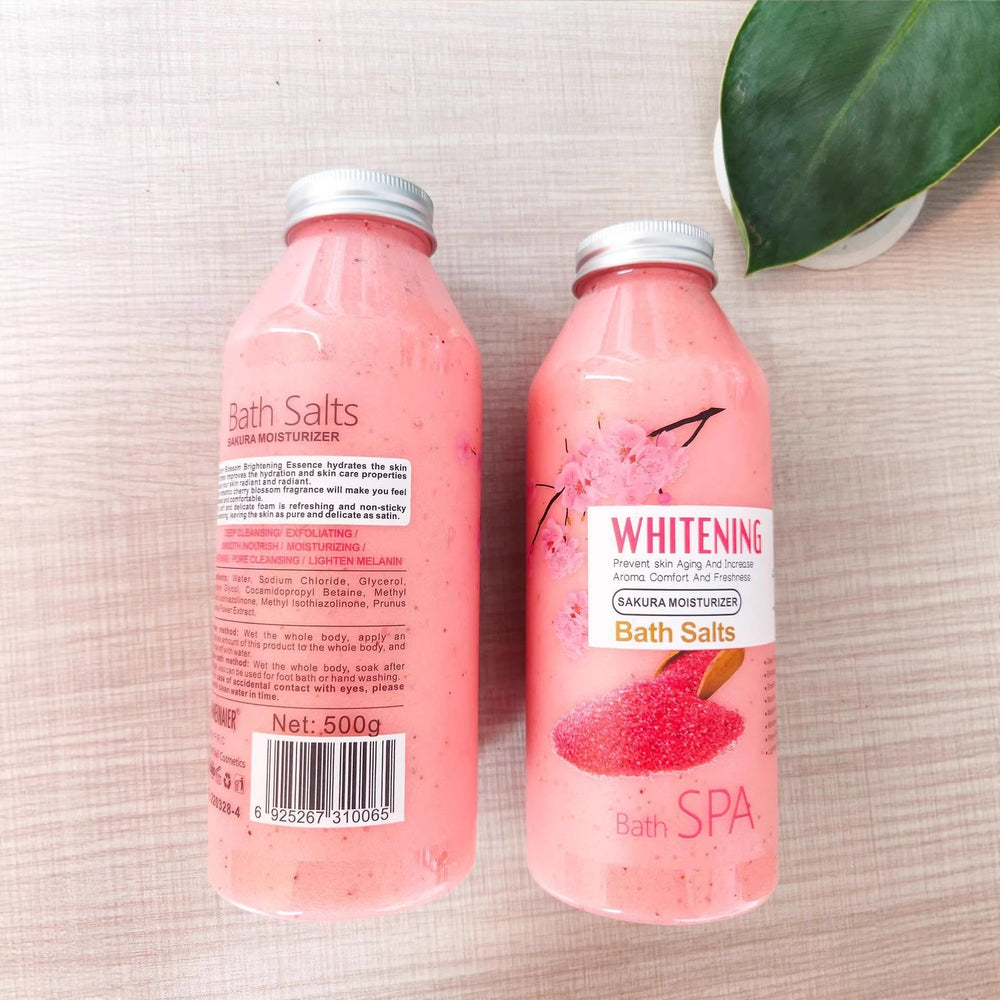 500g sakura scrub bath salt bubble sea salt fragrance cleansing exfoliating milk shower gel wet salt