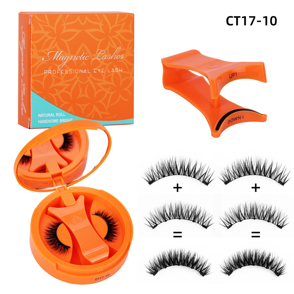 Ready-to-ship orange charm magnetic false eyelashes - all-in-one box. wholesale amazon us & european style dense, small round magnet eyelashes
