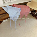 French-style blue plaid bandana, triangle scarf, head wrap for girls, hair tie, women's trendy spring/autumn decorative plaid headband