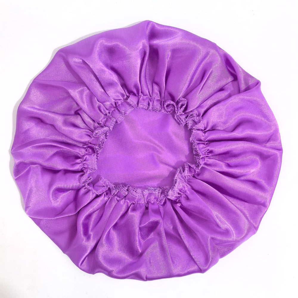 Amazon hot-selling single-layer satin hair bonnet - women's sleep cap, stylish lace trim, solid color beauty & hair care cap