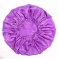 Amazon hot-selling single-layer satin hair bonnet - women's sleep cap, stylish lace trim, solid color beauty & hair care cap