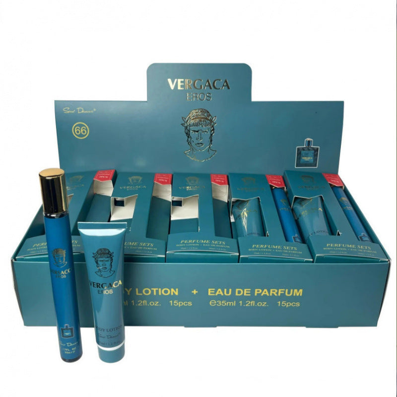 luxury perfume sample 35ml body lotion two-piece set, popular arabian women's perfume gift set