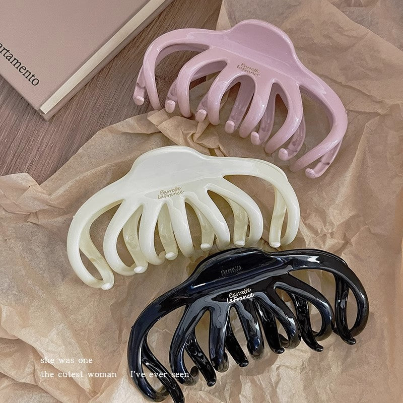 Large pumpkin claw clip for thick hair - creamy texture hair clip for women - elegant back of head hair claw - shark clip with letter detail