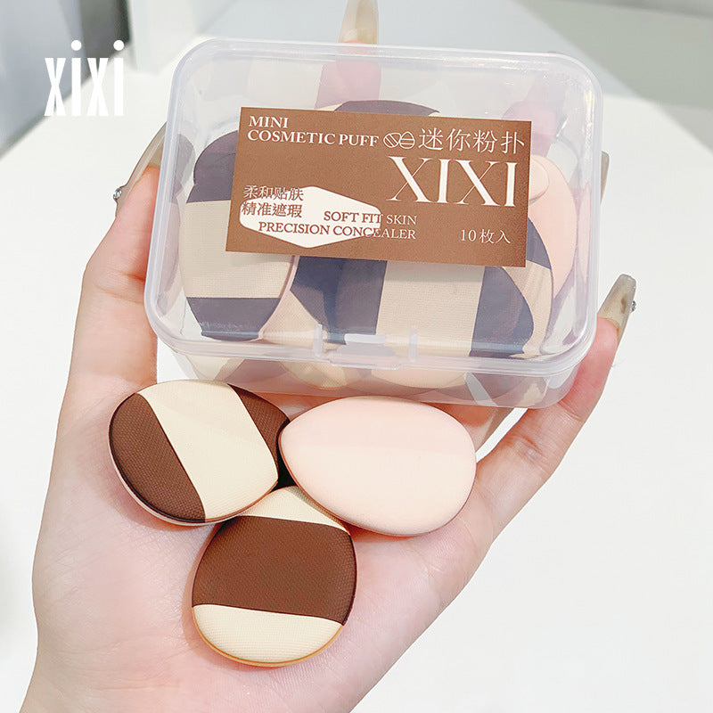 Xixi thumb powder puff mini beauty egg drop-shaped concealer setting makeup wet and dry dual-use powder-free compact and portable