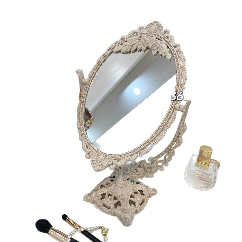Cosmetic mirror desktop tabletop for home plastic double-sided mirror dormitory storage rotatable european style home glass mirror
