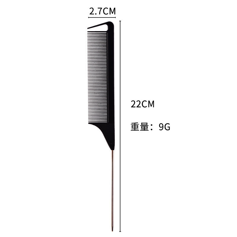 Hair comb sectioning highlight pointed tail steel needle comb tony cover hairdresser hair comb colorful wig comb wholesale