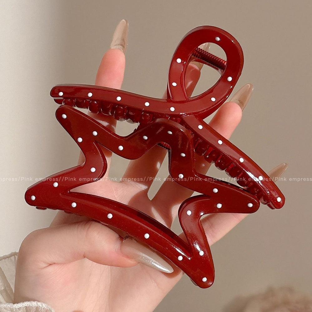 2025new arrival ancora red polka dot gripper for women classy back of head hair shark clip elegant hairpin hair accessories