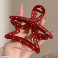 2025new arrival ancora red polka dot gripper for women classy back of head hair shark clip elegant hairpin hair accessories