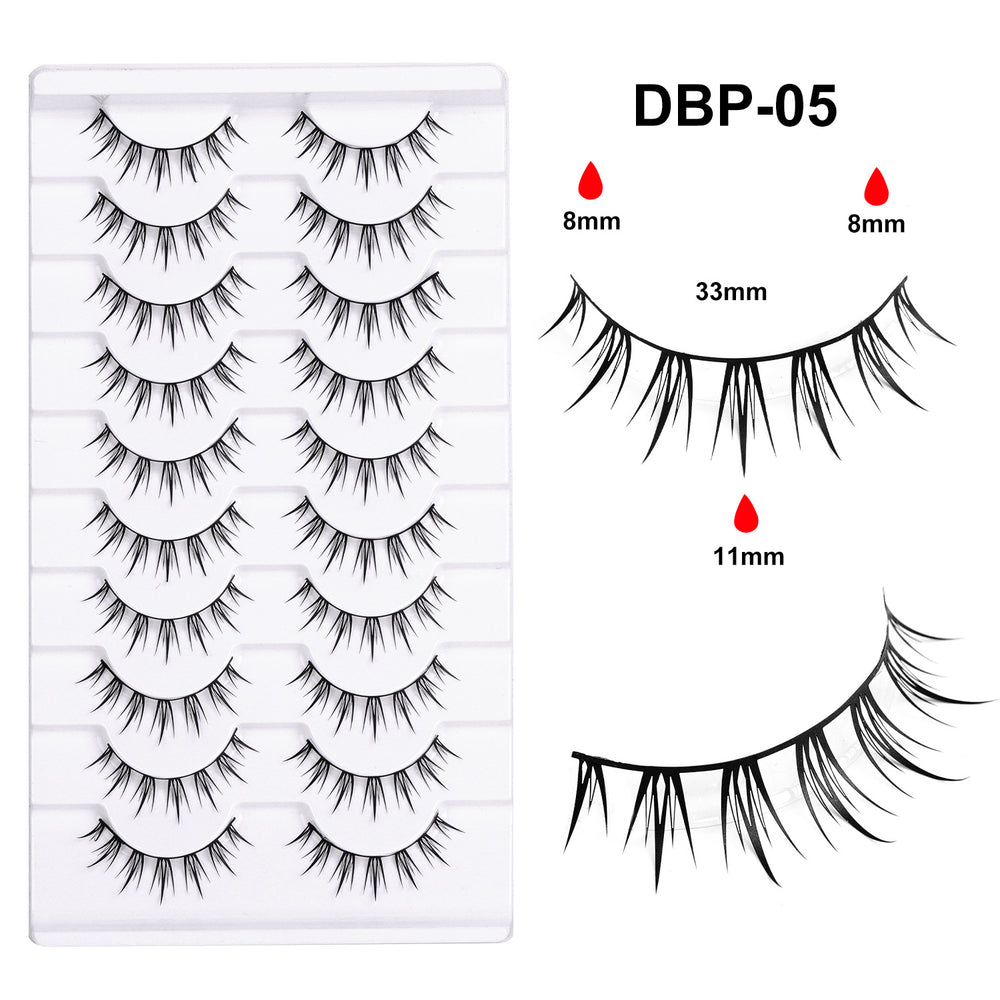 10 pairs of soft stem eyelashes with transparent stems, natural long and soft comic fox false eyelashes, wholesale