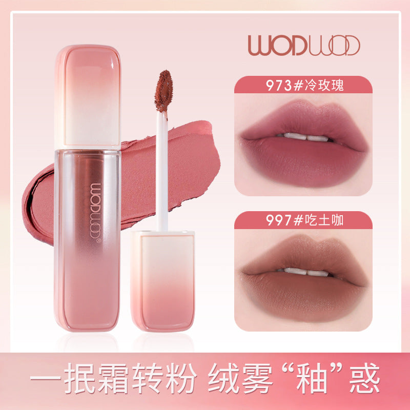 Wodwod velvet mist impression long-lasting color lip glaze velvet matte matte low saturation waterproof not easy to stick cup nude lipstick