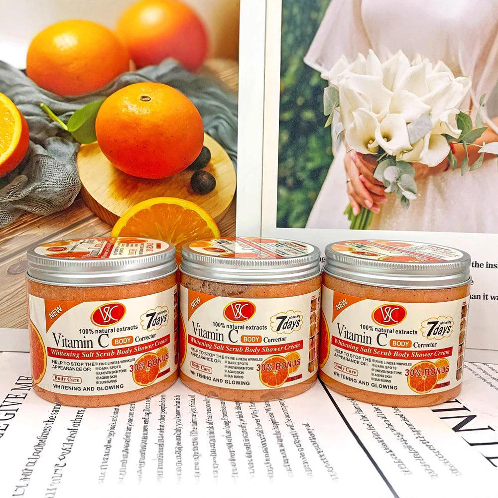 exclusive supply of vc vitamin c scrub wet salt 500g turmeric bath salt cleansing exfoliating bath foreign trade