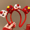 New year's plush children's headband red best selling lion awakening photo headband women's chinese style spring festival hair accessories new year card
