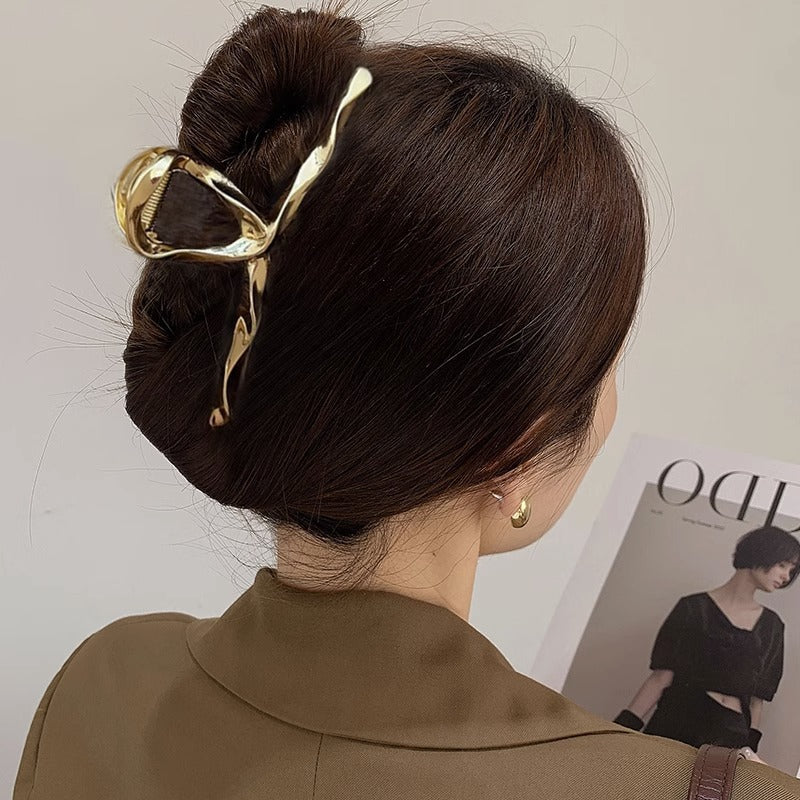 Metal cross hair clip classy cross wavy style elegant gripper shark clip back of head hair bun classy hair accessories