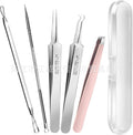 stainless steel oblique eyebrow clip super sharp cell clip straight clip hook clip three-piece set acne needle beauty set