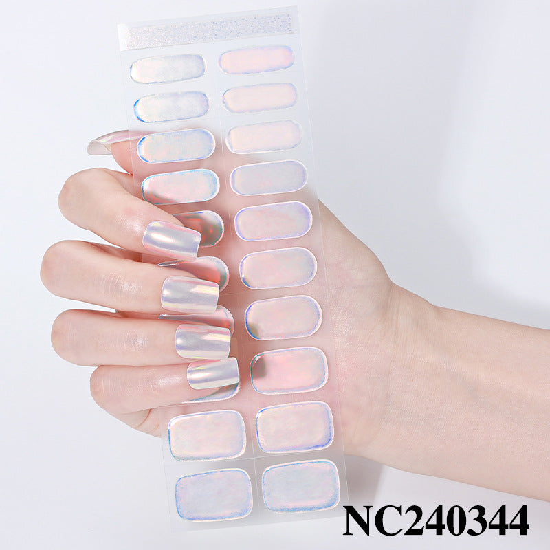 gel manicure stickers waterproof aurora color-changing mirror nail stickers foreign trade customized uv semi-cured manicure stickers