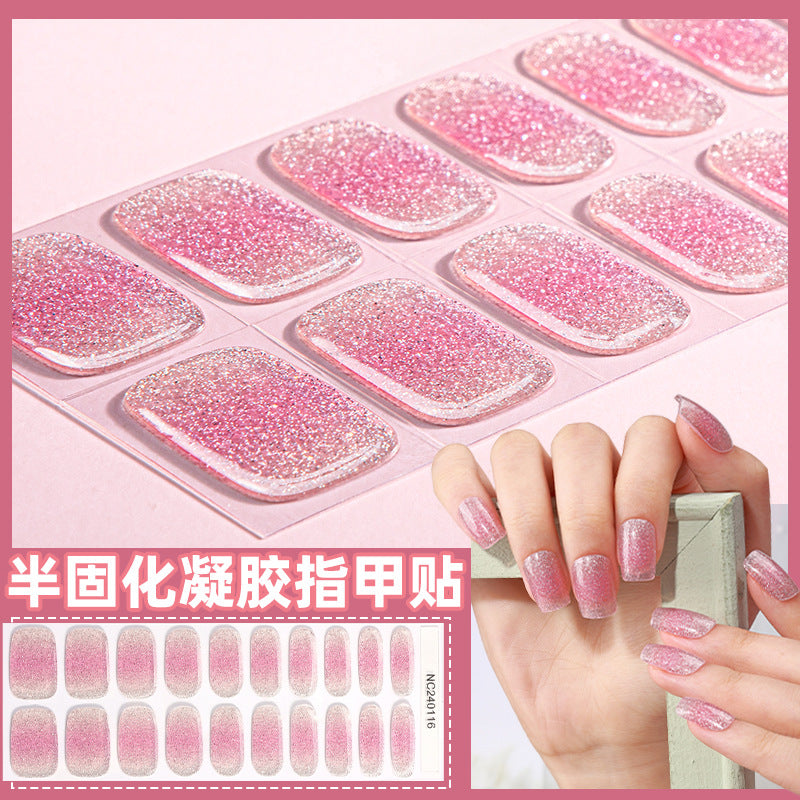 Zhengxiang custom gel nail stickers uv light therapy semi-cured nail art stickers second generation semi-cured nail stickers waterproof wholesale