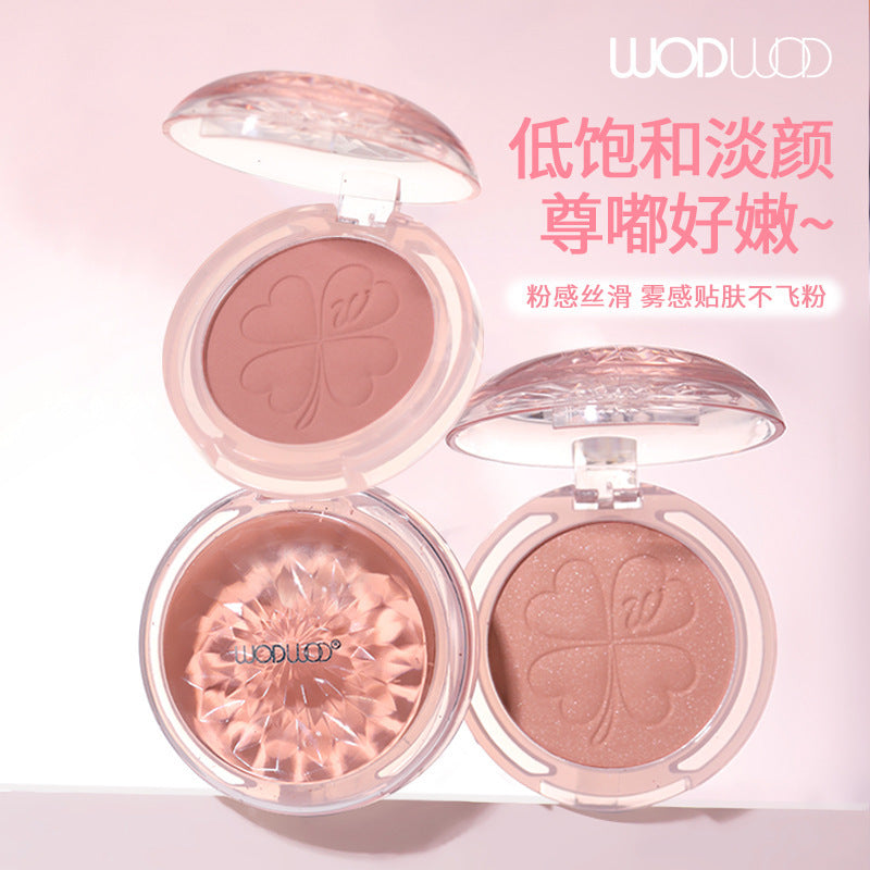 Wodwod crystal clear light embossed blush - natural nude makeup, brightening, matte contouring rouge