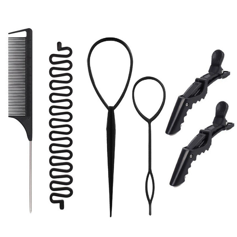 hot-selling hair styling tool suit steel needle tip tail comb hook hair comb comb hair pulling needle hair braider crocodile hair clip