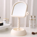 Plastic desktop pearl cosmetic mirror - rotatable square home mirror with storage for dorms and living spaces