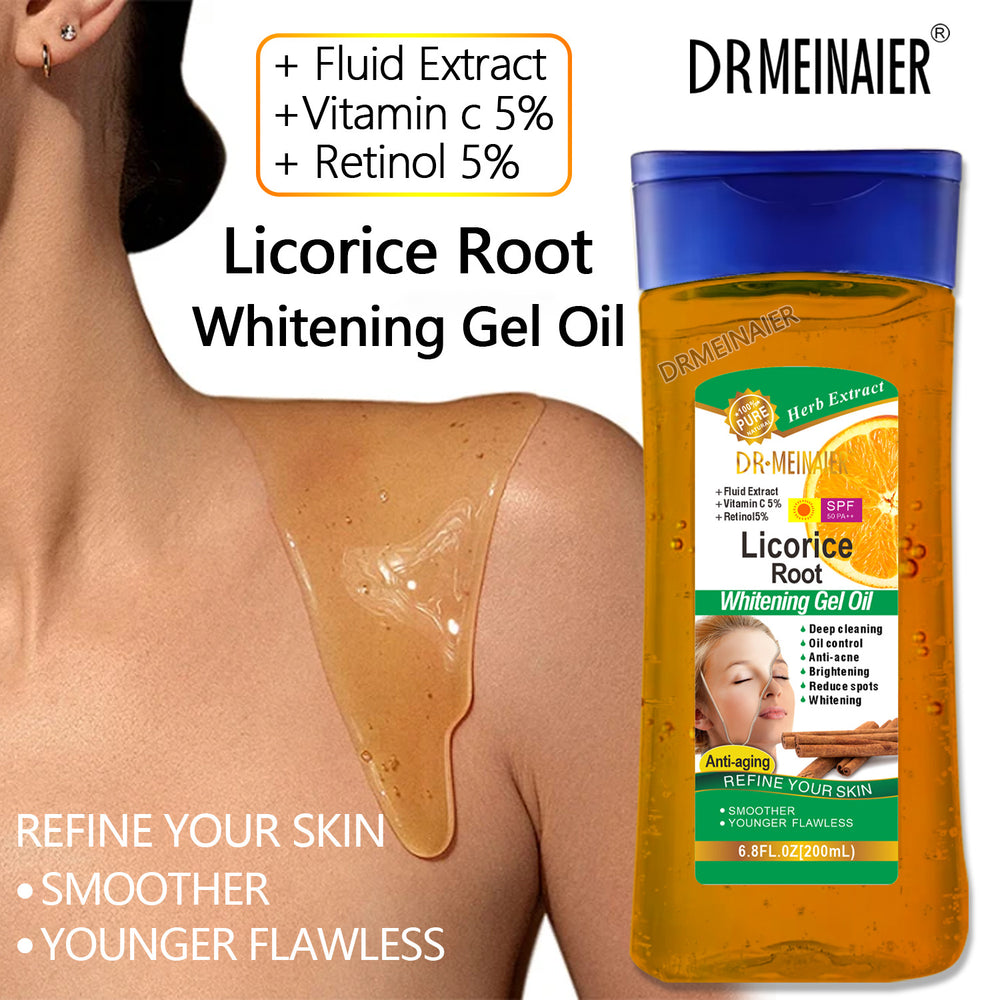 kojic acid gel oil for dark spot removal and brightening skin, licorice root oil facial and body gel massage oil 200ml
