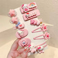 Pink star cat 12-piece hair clip & hair tie set (bagged)
