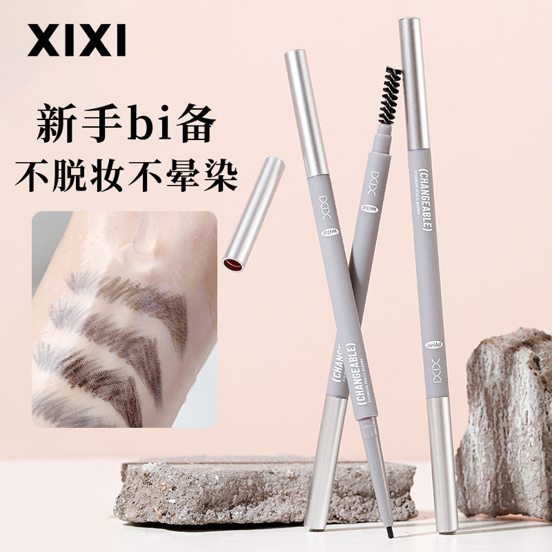Xixi stereo outline mist eyebrow pencil extremely fine nature wild eyebrow roots clear waterproof non-smudge double-ended eyebrow pencil
