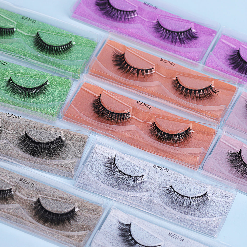 European and american style mixed eyelash set - 12 pairs faux mink lashes, short, dense, high-quality false eyelashes