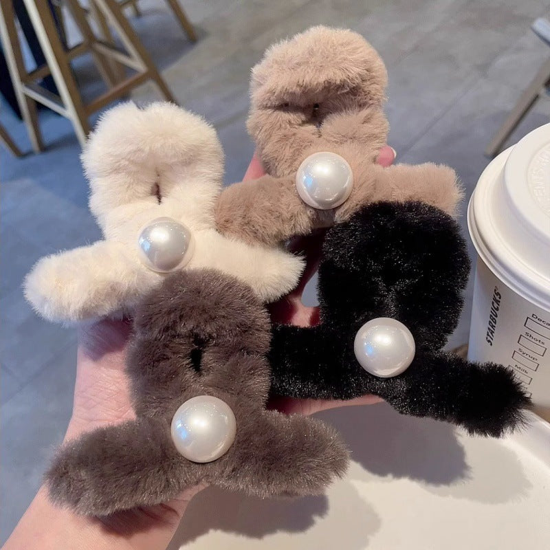 Fall and winter imitation rabbit fur stuffed hair clip for women new arrivalclassy back of head hair clip accessible luxuryeasiest for match headwear hair accessories