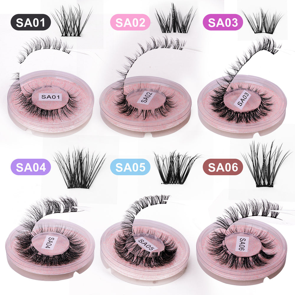 hot-selling full strip pair, mixed natural thick and curly false eyelashes, european and american versatile eyelash glue style