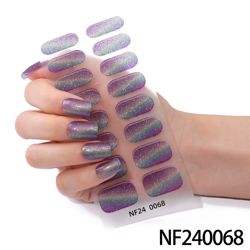 Zhengxiang personalized gel nail stickers waterprooffashion flash cat eye uv semi-cured gel nail stickers gel nail