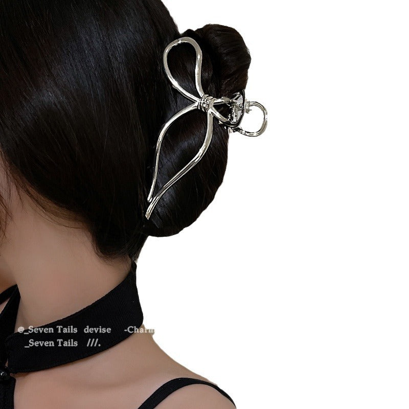 Bow tie elegant back of head women's clip large metal hair clip shark clip hair volume popular korean headwear