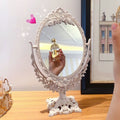 Cosmetic mirror desktop tabletop for home plastic double-sided mirror dormitory storage rotatable european style home glass mirror