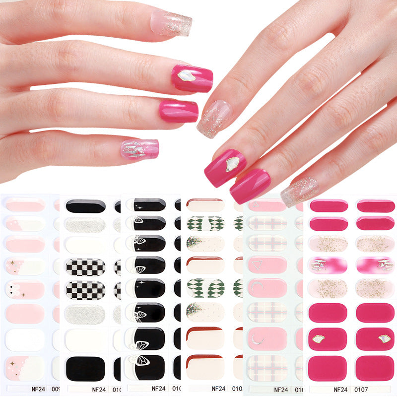 Zhengxiang factory customized gel nail art stickers ins cross-border uv second generation semi-baked semi-cured nail stickers amazon