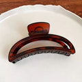 2024 premium matte black deep red-brown crescent claw clip - french chic, elegant, minimalist, extra-large hair clip