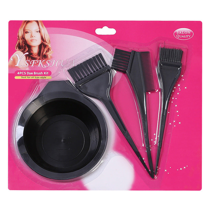 Hair dye brush, hair dye comb suit, baking oil hair dye bowl, hairdressing tools, baking oil brush, four-piece hairdressing and perm suit