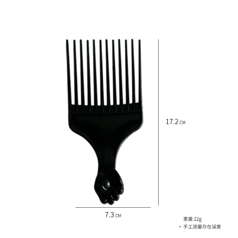 oil head styling comb, plastic fist comb, black hair salon beauty comb, printed logo
