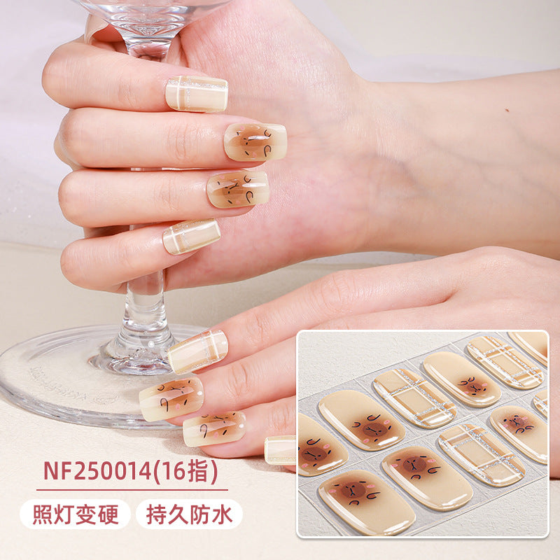 Zhengxiang custom gel nail stickers - waterproof french smudge, sparkle, uv semi-cured nail art stickers, cartoon designs
